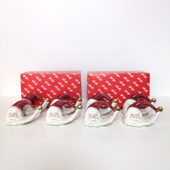 Fitz and Floyd Other - Vtg 90's Fitz and Floyd Santa Napkin Rings Old World Christmas Holiday Set of 8